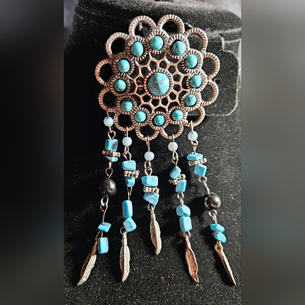 Silver Open Work Tassel Brooch
